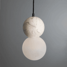 ROSA Marbled Ceramic Glass Globe Pendant Light Matte Black