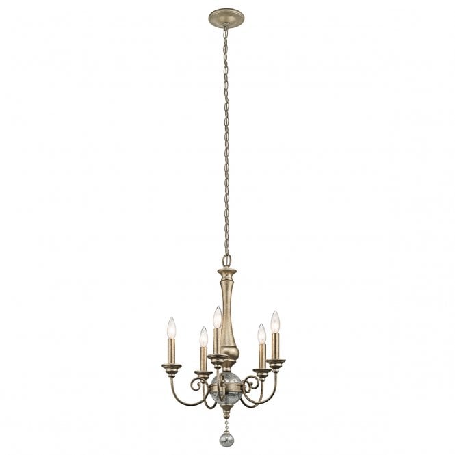 ROSALIE 5 light mini chandelier in sterling gold finish