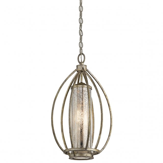 ROSALIE sterling gold ceiling pendant with mercury glass diffuser