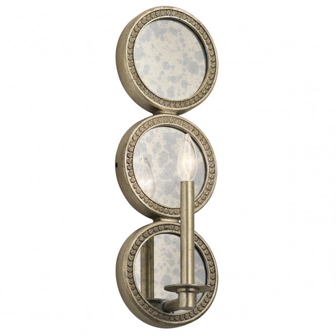 ROSALIE tall sterling gold finished wall light with mercury glass