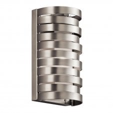 contemporary brushed nickel wall light with stacked ring design