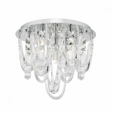 ROXANNE flush 7 light chrome and crystal ceiling light