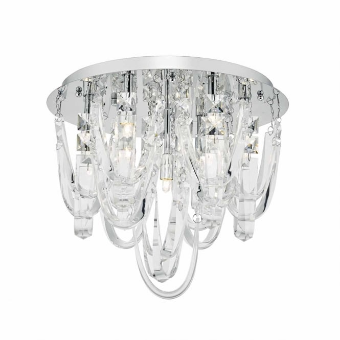 ROXANNE flush 7 light chrome and crystal ceiling light