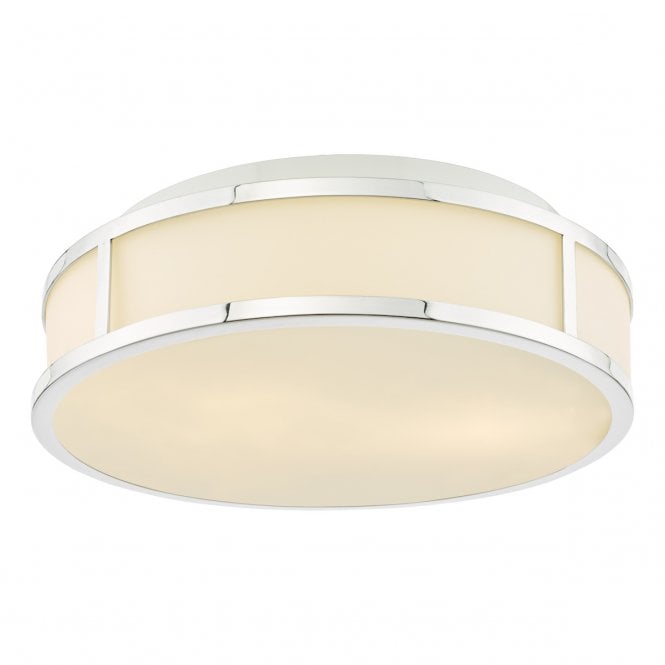 Royce Flush Bathroom Light in Polished Chrome and Opal Glass Shade