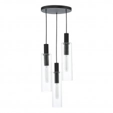 3 light cluster pendant in satin black with ribbed glass height adjustable 