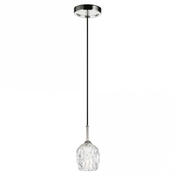 RUBIN single mini ceiling pendant in nickel with faceted glass shade