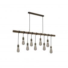 RUSTICA Ceiling Pendant Bar | Medium Oak with Antique Brass | 9 Light