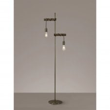 RUSTICA Floor Lamp 2 Light | Antique Brass & Oak