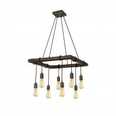 RUSTICA Square Pendant | Medium Oak and Antique Brass | Handcrafted