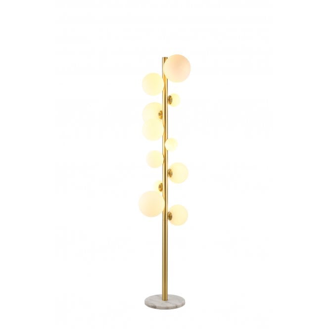 RYLEE 11 Light Floor Lamp In Satin Gold With Opal Glass