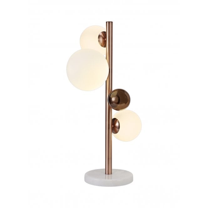 RYLEE 3 Light Table Lamp Antique Copper/Opal & Copper Glass