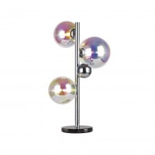RYLEE 3 Light Table Lamp in Polished Chrome with Iridescent Glass