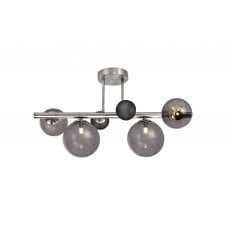 4 Light Semi-Flush Ceiling Fitting Polished Chrome/Smoked Glass