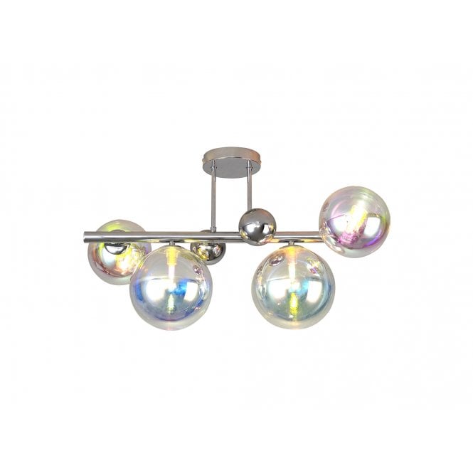RYLEE 4 Light Semi-Flush Ceiling Light in Polished Chrome with Iridescent Glass