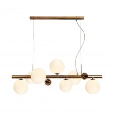 RYLEE 7 Light Ceiling Pendant Bar Antique Copper/Opal & Copper Glass