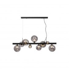 RYLEE 7 Light Satin Black Ceiling Pendant Light Bar With Smoke Plated Glass