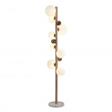 RYLEE 8 Light Floor Lamp Antique Copper/Opal & Copper Glass Globes