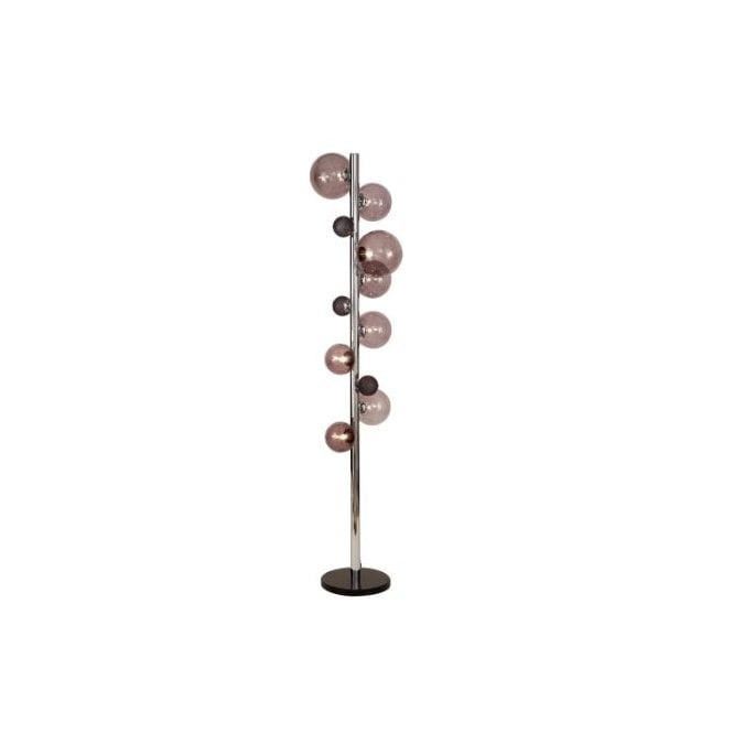 RYLEE 8 light modern chrome and smoked glass floor lamp