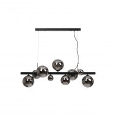 RYLEE 9 Light Satin Black Ceiling Pendant Light Bar with Chrome Plated Glass