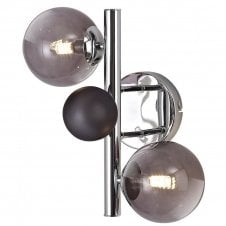 RYLEE chrome 2 light wall light with glass shade