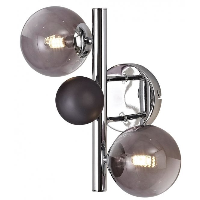 RYLEE chrome 2 light wall light with glass shade