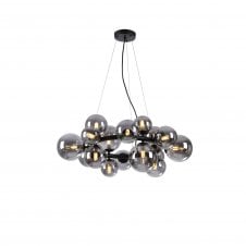 RYLEE Circular Pendant 16 Light in Satin Black with Smoke Plated Glass