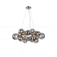 RYLEE Circular Pendant | 16 x G9 | Satin Nickel | Smoke Plated Glass