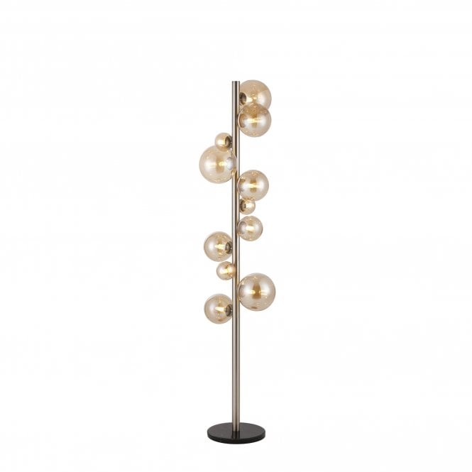 RYLEE Floor Lamp | 11 x G9 | Satin Nickel | Amber Plated Glass