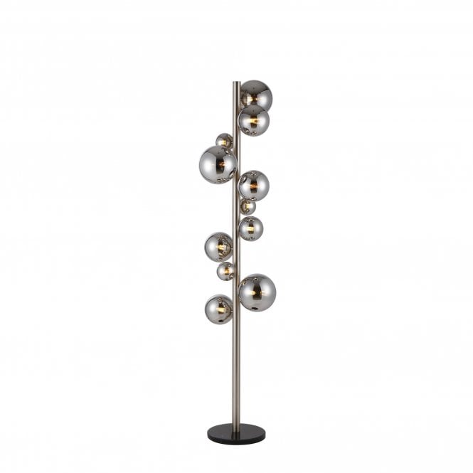 RYLEE Floor Lamp | 11 x G9 | Satin Nickel | Chrome Plated Glass