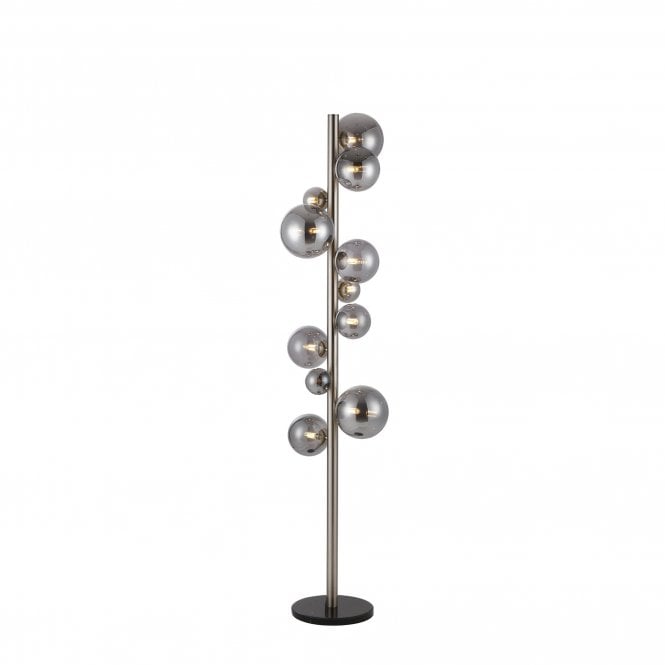 RYLEE Floor Lamp | 11 x G9 | Satin Nickel | Smoke Plated Glass