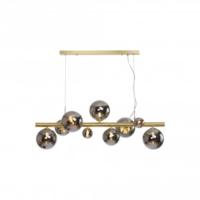 RYLEE Linear Pendant | 9 x G9 | Satin Gold | Chrome Plated Glass