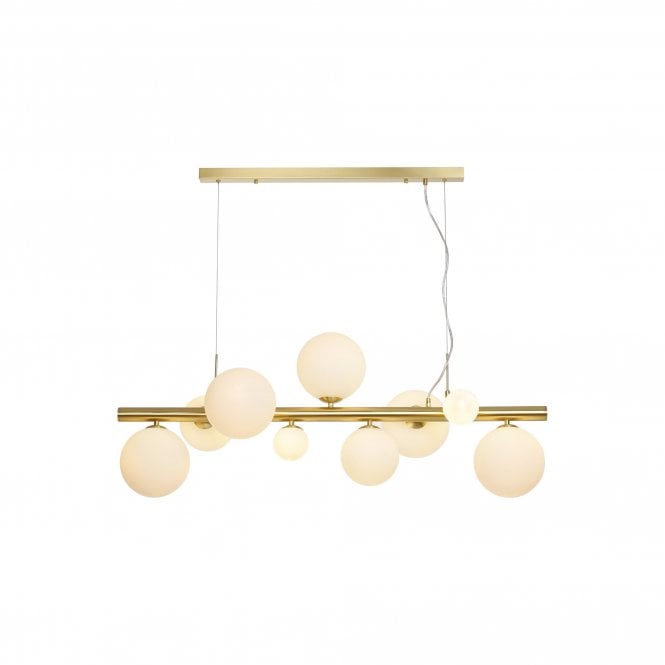 RYLEE Linear Pendant | 9 x G9 | Satin Gold | Opal Glass