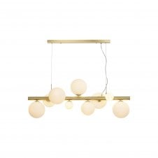 RYLEE Linear Pendant | 9 x G9 | Satin Gold | Opal Glass