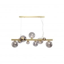 RYLEE Linear Pendant | 9 x G9 | Satin Gold | Smoke Plated Glass