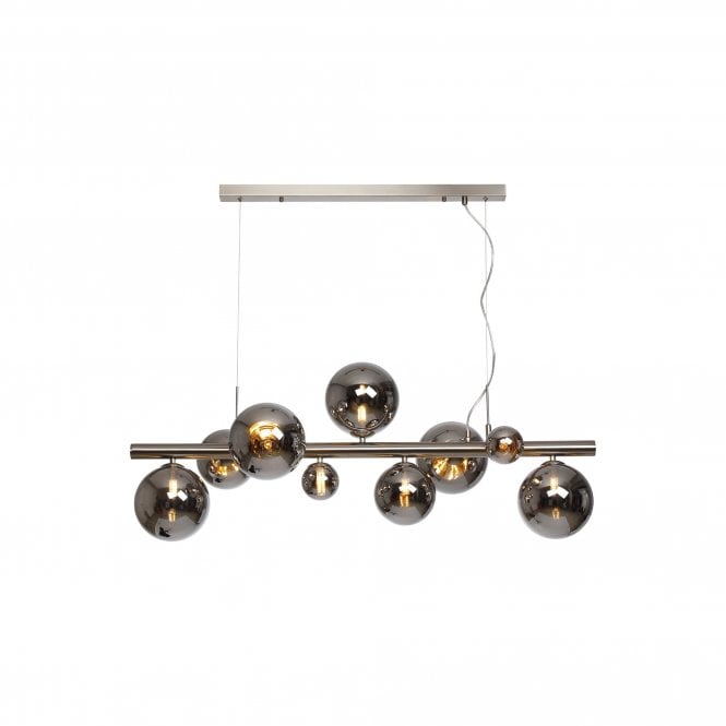 RYLEE Linear Pendant | 9 x G9 | Satin Nickel | Chrome Plated Glass
