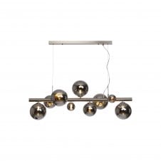 RYLEE Linear Pendant | 9 x G9 | Satin Nickel | Chrome Plated Glass