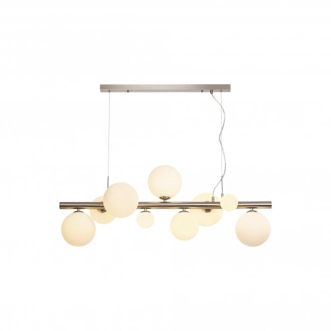 RYLEE Linear Pendant | 9 x G9 | Satin Nickel | Opal Glass