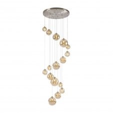 RYLEE Pendant | 16 x G9 | Satin Nickel | Amber Plated Glass