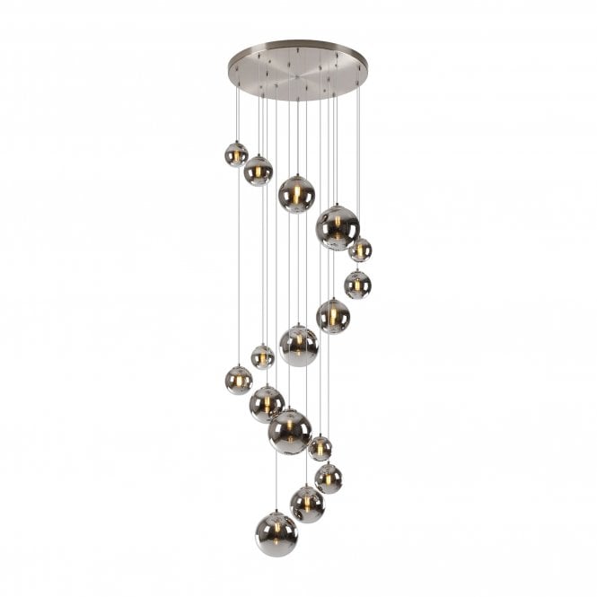RYLEE Pendant | 16 x G9 | Satin Nickel | Chrome Plated Glass