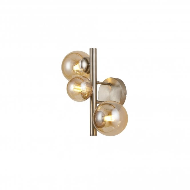 RYLEE Wall Lamp | 3 x G9 | Satin Nickel | Amber Plated Glass