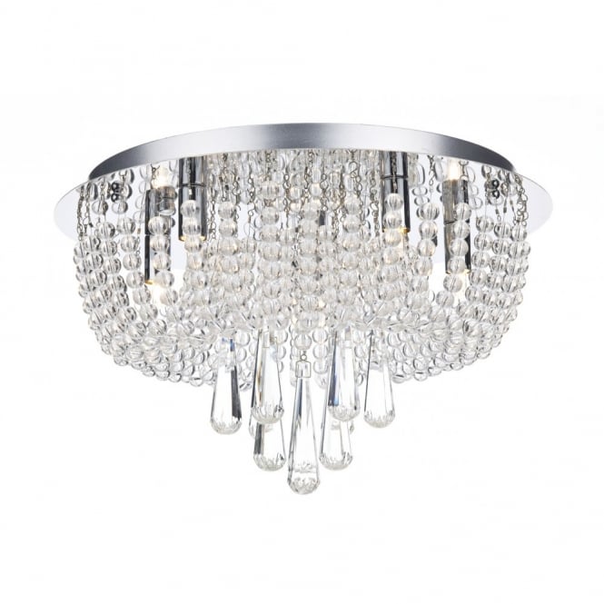 SAIGON flush decorative polished chrome and crystal glass ceiling light
