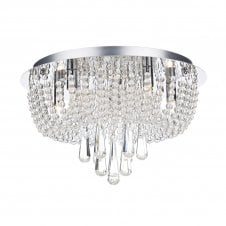 SAIGON flush decorative polished chrome and crystal glass ceiling light