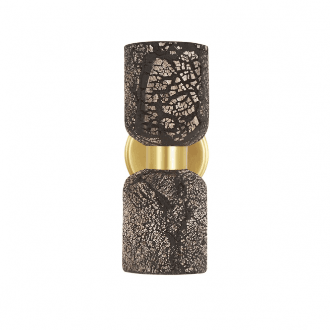 SAKURA Double Ceramic and Brass Wall Light, Black Clay Satin Brass