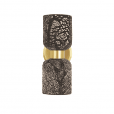 SAKURA Double Ceramic and Brass Wall Light, Black Clay Satin Brass