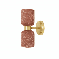 SAKURA Double Ceramic and Brass Wall Light, Red Iron Satin Brass