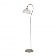 SALOON Floor Lamp 1 Light E27 | Antique Brass and Prismatic Glass