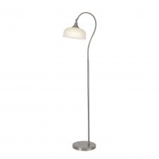 SALOON Floor Lamp 1 Light E27 | Satin Nickel and Frosted Glass