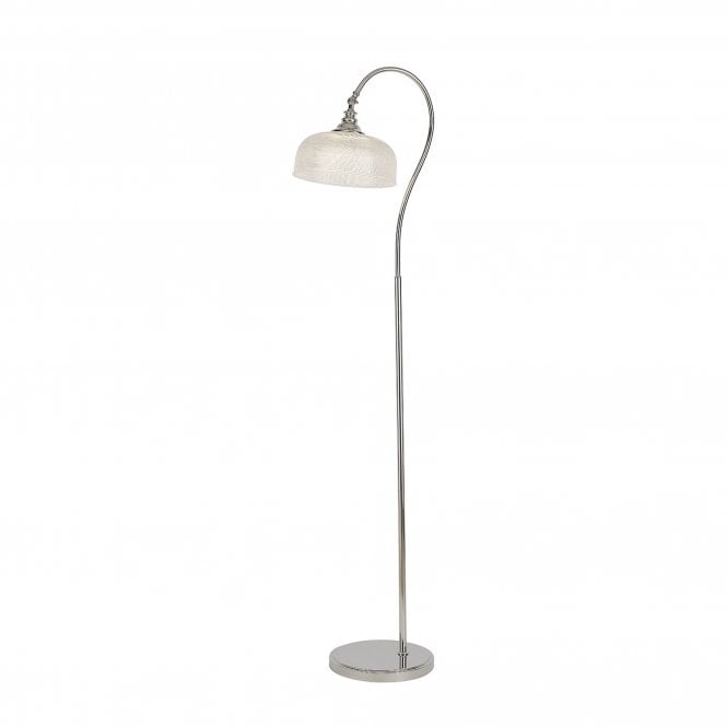 SALOON Floor Lamp | Polished Nickel and Prismatic Glass