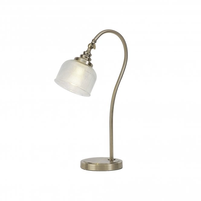 SALOON Table Lamp | 1 Light E27 | Antique Brass and Prismatic Glass