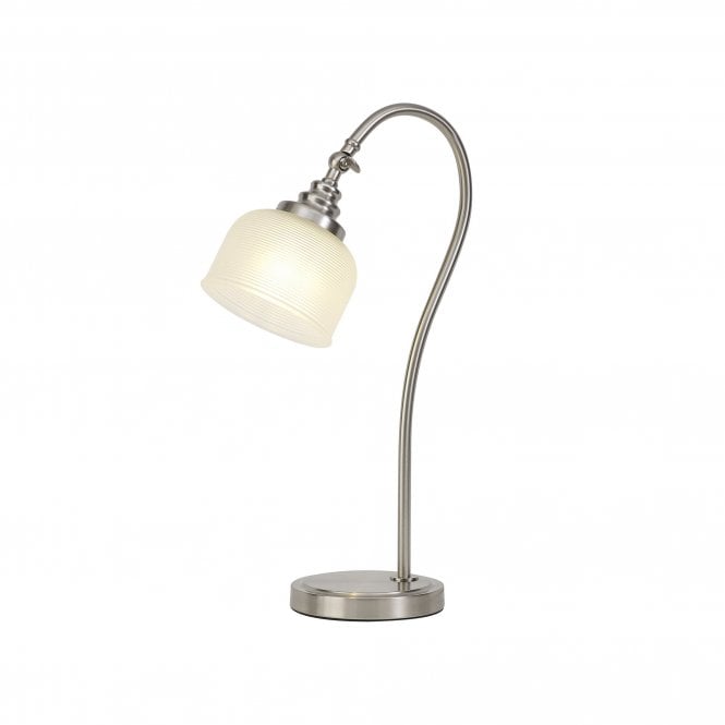 SALOON Table Lamp | 1 Light E27 | Satin Nickel and Frosted Glass